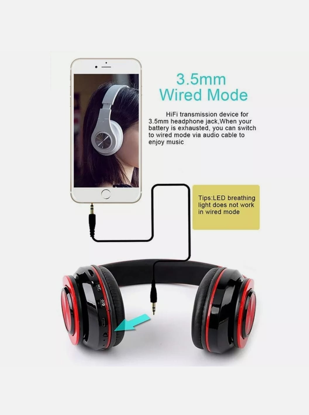 Color-Changing Bluetooth Headphones – HiFi Stereo & Wireless Freedom