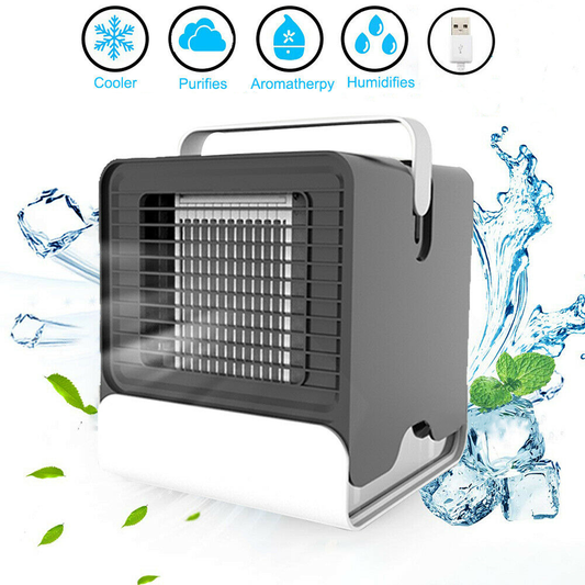 USB Mini Negative Ion Cool Fan & Air Conditioner – 4-in-1 Portable Cooling Solution